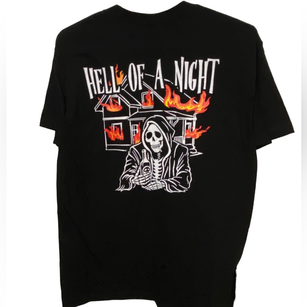 Hell of a Night SKULL Linda Finegold ALF As*holes  Live Forever M T-Shirt MINTY